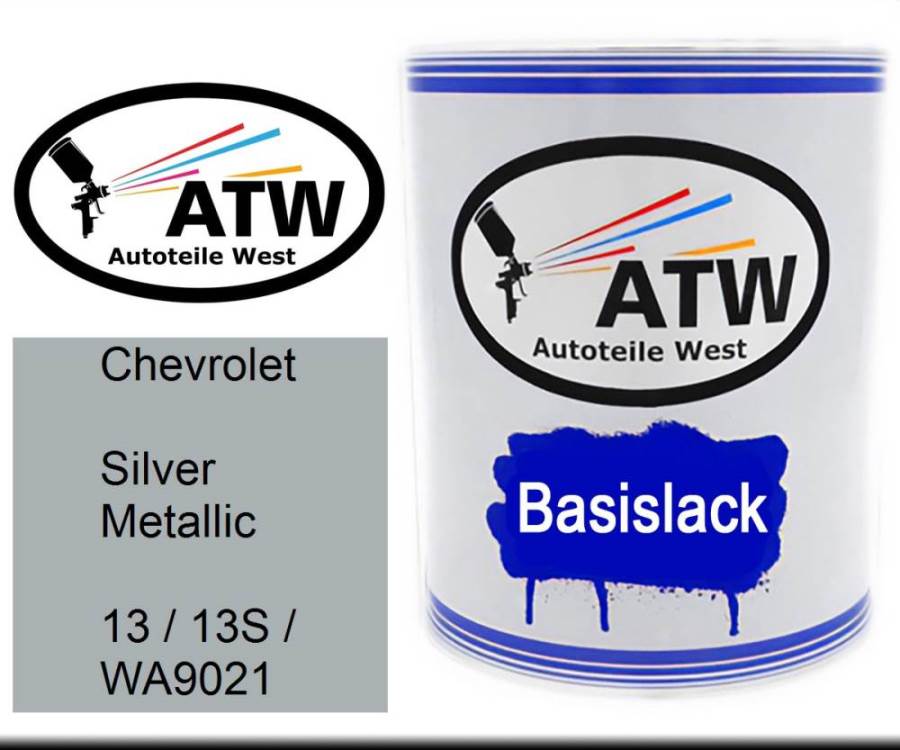 Chevrolet, Silver Metallic, 13 / 13S / WA9021: 1L Lackdose, von ATW Autoteile West.